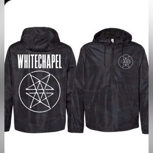 WhiteChapel  Official Merch- Black Camo Hooded Windbreaker-  Size L- Zip Pocket